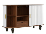 39" Fluted Liquor & Coffee Bar with 6 Wine Racks and 3 Glass Holders, Mid-Century Modern Bar 89790061