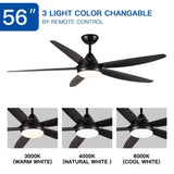 ZUN 56 In Intergrated LED Ceiling Fan Lighting with Black ABS Blade W136760568