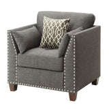 Light Charcoal Flared Arms Chair with Accent Pillows B062P182692