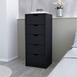 ZUN Logan Black 5 Narrow Drawer Dresser B062P175096