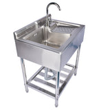 28.3in Stainless Steel, Left, Right Wash, Silver with Water Faucet Free Standing Laundry 61405108