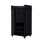 ZUN Allandale 1-Door Bar Cart with Wine Rack and Casters Black B062111721