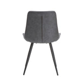 Modern Design Dining Chairs 2pc Set Gray Faux Leather Upholstery Black Metal Legs Kitchen Dining B011P238922