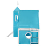Twin Size Loft Bed with Slide Blue Tent and Tower - Blue WF532005AAC