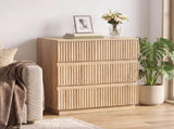 Handleless Grille-Finished 3-Drawer Bedside Table P2 Particleboard MDF & Melamine Veneer 33514426