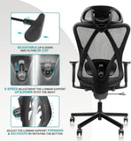 Mesh Office Chair Back Height Adjustable with Wheel Legs,Lumbar Support, Adjustable 28920866