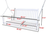 ZUN Front Porch Swing with Armrests, Wood Bench Swing with Hanging Chains,for Outdoor Patio ,Garden 85200061