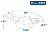 Large Manual Recliner Chair in Fabric for Living Room, Beige 56614352