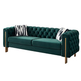 Chesterfield Modern Tufted Velvet Living Room Sofa, 84.25''W Couch,Green W57947395