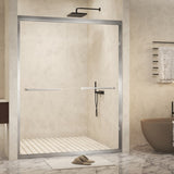 44-48" x 72" Tempered Glass with Explosion Proof Film, Aluminum Frame Double Sliding Shower Door, W1675P288830