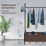 ZUN 1pc, Clothes Rack with Wheels, Rolling Clothing Rack for Hanging Clothes, Heavy Duty Clothes 88942830