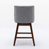 Counter Height Swivel Barstools, 26'' H Seat Height Upholstered Bar Stools Set of 2, Fabric in Gray W1143P151491