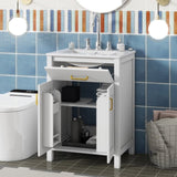 24"Bathroom Vanity Combo with Ceramic sink, Luxurious Space-Saving Vanity - W24"*D18"*H34"inch, 2 WF323088AAK