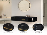 15cm E0 particleboard with hemp surface, two draws and three holes with lock, salon cabinet, black 80275386
