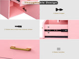 pink particle board iron pipe 97*35*78cm 2 drawers and 1 door computer desk can be used in multiple 37906813