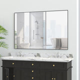 48"x32" Oversized Modern Rectangle Bathroom Mirror with Balck Frame Decorative Large Wall Mirrors W708P146108