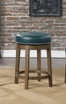 ZUN Round Swivel Counter Height Stools Set of 2, Green Faux Leather 360-degree Swivel Seat Nailhead Trim B011P201569