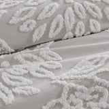 King/Cal King 3 Piece Tufted Cotton Chenille Floral Duvet Cover Set B035129183