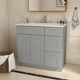 36 in. W x 21 in. D x 34.5 in. H in Shaker Grey Plywood Ready to Assemble Floor Vanity Sink Base T3210P282890