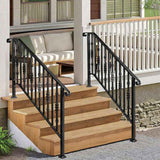 Matte Black Outdoor 4 Level Iron Handrail 05779125