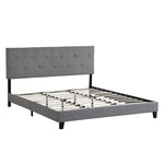 ZUN King Size Upholstered Platform Bed Frame with Button Tufted Linen Fabric Headboard, No Box Spring W311107470