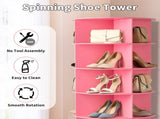 7-tier, 360&deg rotating wood-plastic composite shoe rack, 60*60*184cm, pink 24690720