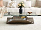 Tempered Glass & MDF Table with Carved Knife Wood Grain, Multi-Storage Open Compartments W3875P387030