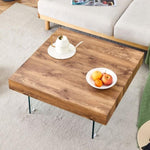 ZUN Natural Style Square MDF Coffee Table - 31.5"x31.5" with Tempered Glass Legs.Density Board W1151P232702