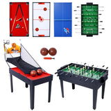 ZUN 5-in-1 Multi-Game Table - Billiards, Push Hockey, Foosball, Ping Pong, and Basketball black/red W465P164155