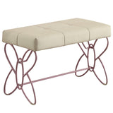 White and Light Pink Tufted Bench B062P208996