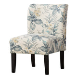 Capa Print Fabric Armless Contemporary Accent Chair, Blue Leaves T2574P164263