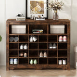 ON-TREND Sleek Design 24 Shoe Cubby Console, Modern Shoe Cabinet with Curved Base, Versatile WF309308AAP