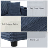 86.5" Oversized Loveseat Chaise Lounge Sectional Sofa Bed Corduroy Sleeper Sofa with USB Ports , N719P232602C