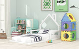 Twin Size Wood Floor Bed with House-shaped Headboard, White WF304145AAK