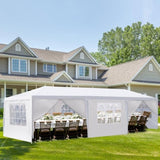 ZUN 10'x30' Outdoor Party Tent with 8 Removable Sidewalls, Waterproof Canopy Patio Wedding Gazebo, White 97185781