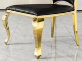 Dining Chairs Set of 2, Modern Black PU Leather Upholstered Chairs with Gold Stainless Steel Legs, W2723P426299