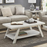 Athens Contemporary Wood Shelf Coffee Table in White Finish T2574P164643