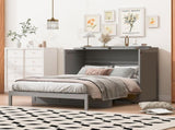 Full Size Murphy Bed with Large Drawers,Gray N708P336203E