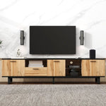 ZUN Modern TV Stand with 4 Cabinets& Open Shelves, Color-matching Media Console Table for TVs up to N710P172959P