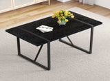 A 55-Inch minimalist retro rectangular dining table with a black textured top with Inset Rectangular W1151P378671