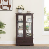 Glass Cabinet Lighted Glass Cabinet Curio Display Cabinet with Adjustable Glass Shelves 2 Doors and W2275P178888