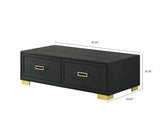 ZUN 1pc Contemporary Coffee Table Storage Drawers Black Gold Finish Metal Pull Knob Living Room Wooden B011P245404