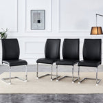 ZUN Luxury Simple Arch Chair - Set of 4 Black PU Material High Resilience Dining Chair with Arched Metal W1151P154857