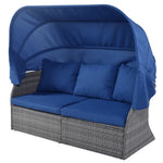 ZUN Outdoor Patio Furniture Set Daybed Sunbed with Retractable Canopy Conversation Set Wicker Furniture 37488265