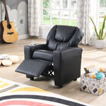 ZUN Kids Recliner Chair Black PVC W311P216907