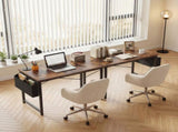 55" Large Home Office Desk, Computer Desk with Storage Bag & Hook, Metal Frame, Modern Simple Study 05887862