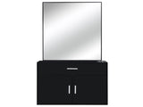 Black Salon Cabinet with Mirror, 1 Drawer & 1 Door, Made of 15mm E0 Matt Particle Board 63058594