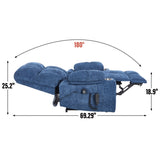 Blue Dual Motor Infinite Position Up to 350 LBS Chenille Power Lift Recliner Chair, Heavy Duty W3224P290205