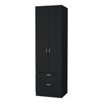 ZUN Black 2-Door 2-Drawer Wardrobe B062P205245