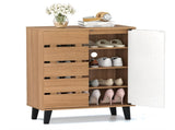 24" Farmhouse Shoe Cabinet with 2 Louvered Doors - 4-Tier Shelves, 3 Adjustable Layers 29651966